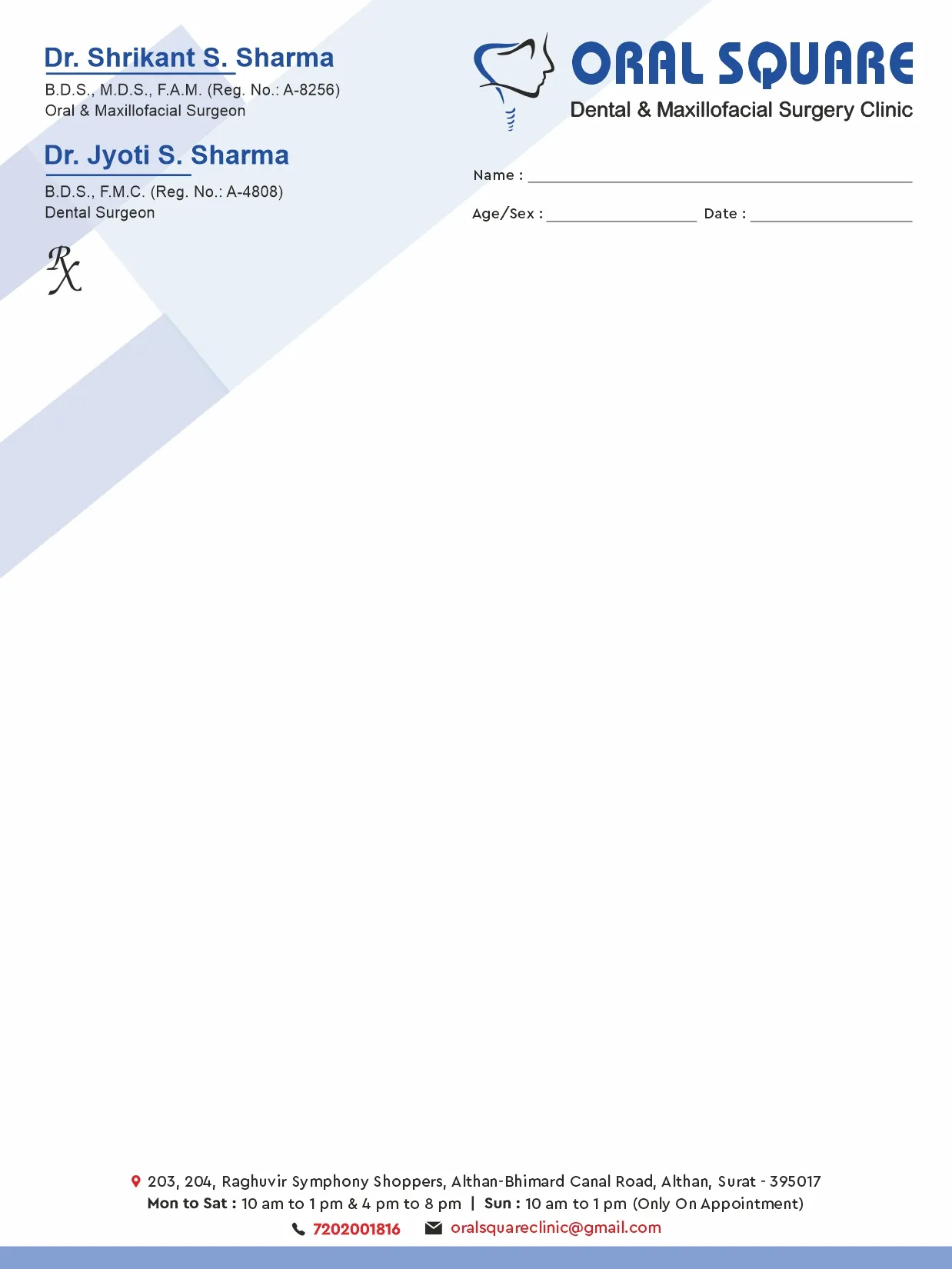Medical & Clinic Stationery sample 2, designed and printed by Kusum Art, Surat