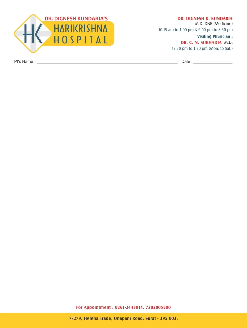 Medical & Clinic Stationery sample 15, designed and printed by Kusum Art, Surat