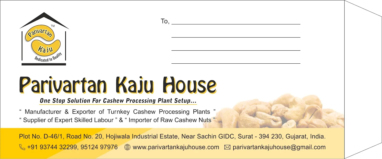 Visiting Cards example 2, printed by Kusum Art in Surat