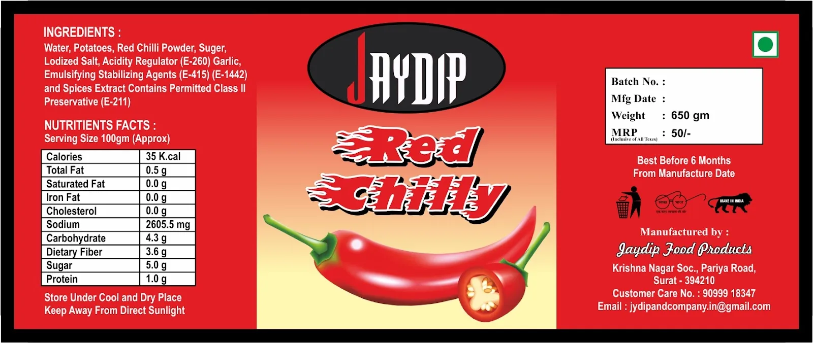 Packaging & Labels sample 31, designed and printed by Kusum Art, Surat